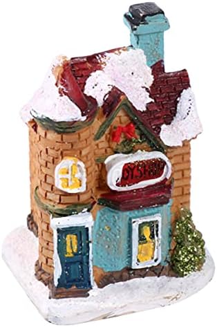 עיצוב בית קיסנגל כפר חג המולד שלג 1 PC בית שרף חג המולד עם תליוני עץ חג המולד של אור חג מון חם
