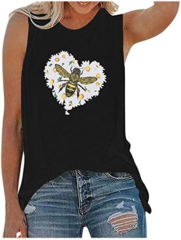 גופיות טנקים של KCJGIKPOK לנשים טרנדיות, חיננית פרח גרפי חולצה מעוררת השראה חולצת שרוול קצר מזדמן חמוד