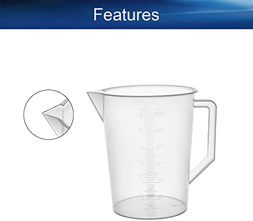 כוס מדידה 3000 עמ ' פלסטיק בוגר כוס שקוף למעבדה מטבח נוזלים 1 יחידות