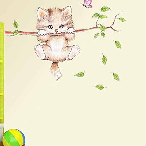 קריקטורה חמוד חתול על ענפי עץ קיר מדבקות, נשלף קיטי קיר מדבקות דקור מדבקות עבור בנות ילדים חדר שינה קיר אמנות קישוט