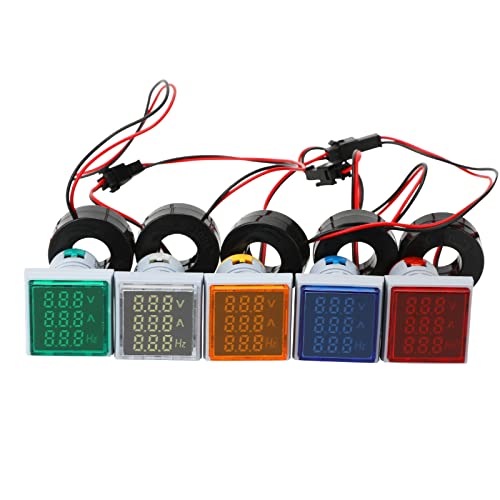 Manhua Miniature Digital Voltmeter עם Voltamonitor תצוגת LED בהירה Voltalamp 22 ממ חמישה צבע ריבועי צבע 110v220v10a
