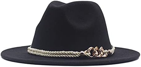 כובע קש מוח מוצק כובע באולר עם חגורת אבזם תקליטון רחב שולי פדורה פנמה כובע קאובוי כובע וינטג 'ג'נטלמן נסיעה