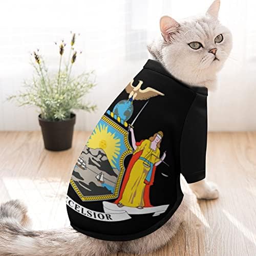 מצחיק סווטשירט דגל של מדינת ניו יורק הדפס חיית מחמד עם סרבל סוודר פליס לחתול כלבים עם עיצוב