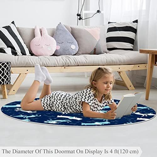 Llnsupply ילדים עגולים אזור משחק שטיח שטיח כלבים כחולים כרית שטיח כרית משחק רכה מתקפלת משחק מחצלת שטיח זוחל גדול במיוחד