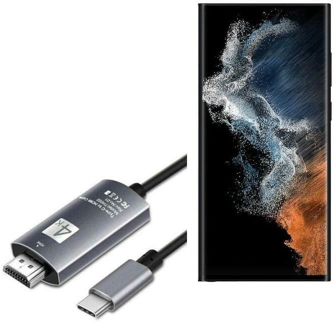כבל גלי תיבה תואם לסמסונג Galaxy S22 Ultra 5G - כבל SmartDisplay - USB Type -C ל- HDMI, כבל USB C/HDMI עבור Samsung Galaxy