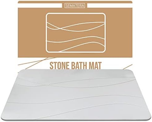Sematera - מחצלת אמבטיה של אבן יוקרה לחדר אמבטיה, מקלחת, ורצפות כניסה, אדמה דיאטומית עם משטח צעד ללא החלקה, מתחת