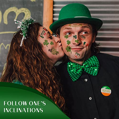 Ludress 10 Sheets St. Patrick's Day's Tartoos זמני מדבקות גוף ירוק אירי מדבקות דגל שמרוק משקפי קעקועים פסטיבל פסטיבל פסטיבל