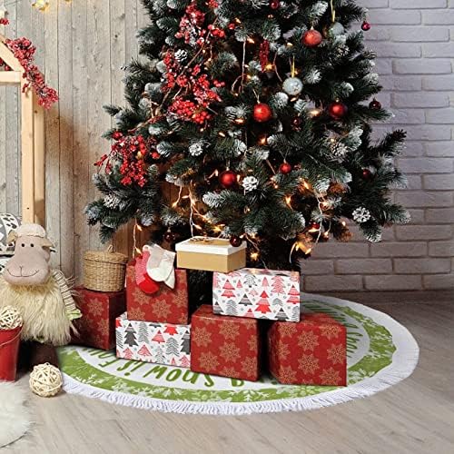 חצאית עץ חג המולד, צללית כלב חג המולד מחצלת עץ חג המולד עם ציצית, חצאית עץ חג המולד של שלג 30 , מחצלת בסיס