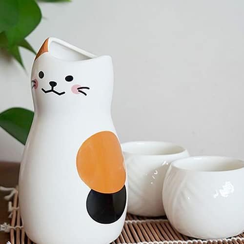 Paynan 3 PCS חתול יפני SAKE הגדרת קרמיקה קרמיקה כוס משקאות חריפים כוס סיר יין לבן כוס שתייה יצירתית
