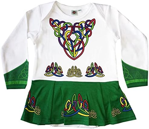 קרולס מתנות איריות אפוד תינוקות ירוקים מעוצבים כשמלת ריקודים אירית עם עיצוב קלטי, 1-2 שנים