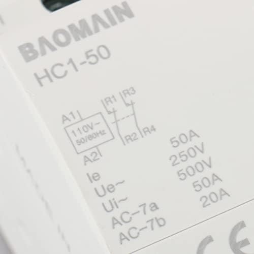 Baomain בדרך כלל סגור מגע AC משק בית HC1-50 110V 50A 50/60Hz 2 מוט אוניברסלי בקרת מעגלים