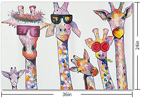 לפני חמוד בעלי החיים ג 'ירפה קיר אמנות הדפסי בד צבעוני ג' ירפה תמונות קיר תפאורה ילדים חדר שינה משתלת מצחיק