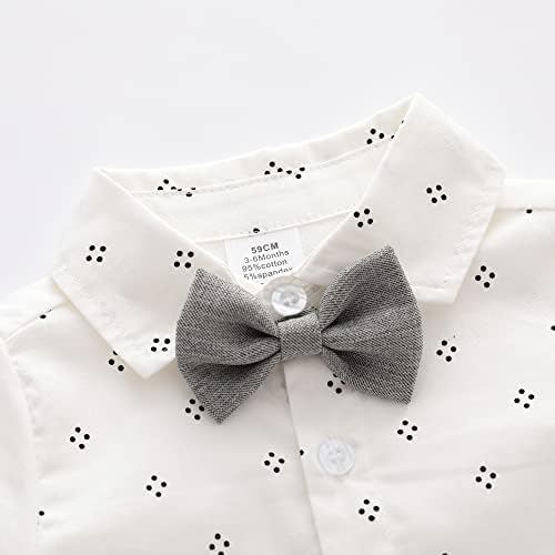 פעוט תינוק בנים שרוולים קצרים כפתור למטה חולצה עם עניבת פרפר