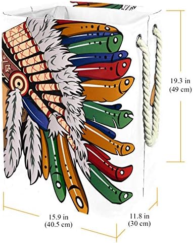 בגדי סל מסורתי ראשי כיסוי ראש של אמריקאי הודי בוהו הדפסת כביסה אחסון סלי עם נתיק סוגריים שדרוג מתקפל כביסת עבור צעצועי