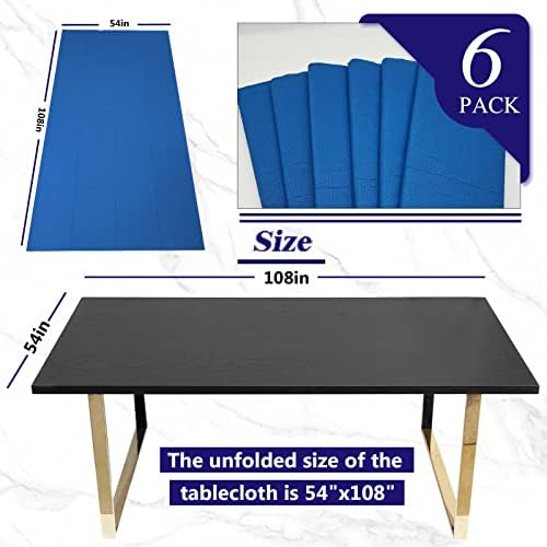 Dozobeede 6 חבילות מטליות שולחן חד פעמיות 3 נייר נייר ופלסטיק, 54 x 108 כיסוי שולחן מלבני לאוכל, מסיבה, בחוץ