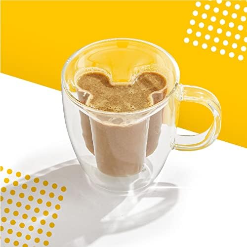 ג 'וי ג' ולט דיסני מיקי מאוס 3 כוסות קפה 10 עוז. זכוכית כוסות סט של 2 מבודד כפול קיר זכוכית קפה כוסות עם 3 ד עיצוב. מבודד קפה