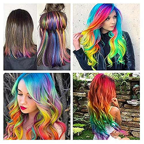 ב שיער קליפ מסיבת תוספות שיער סינטטי רב צבעים צבעוני הבהרה פאה מסלול שיער לנשים צרור