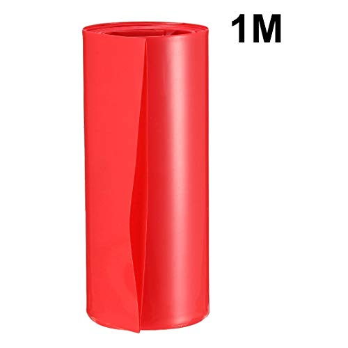 UXCell סוללה עוטף PVC חום צינור מכווץ 85 ממ רוחב שטוח עבור 18650 ספקי חשמל באורך מטר אדום אדום