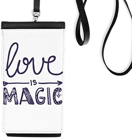 אהבה היא קסם ציטוט חמוד בסגנון טלפון ארנק ארנק סמארטפון תלוי עור דמוי עור שחור