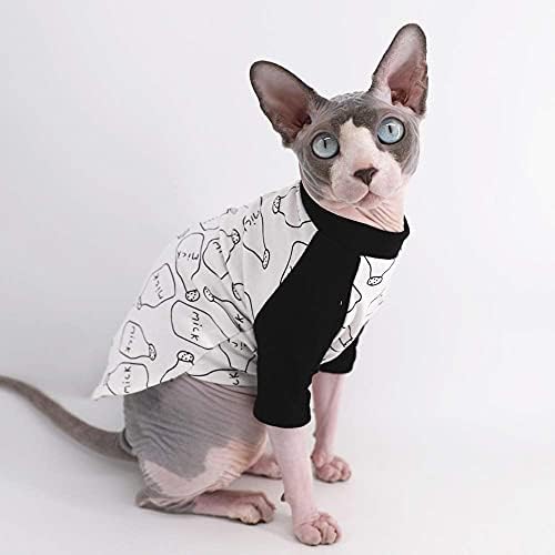 Sphynx חתול חסר שיער חמוד נושם חולצות כותנה בקיץ כותנה בקבוק חלב בגדי חיות מחמד, חולצות צווארון צווארון עגול חולצות חתלתול