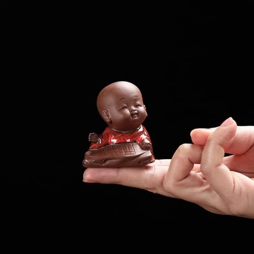 Xialon 2.16 אדום בעבודת יד סגול בודהה נזיר נזיר קישוט צלמי אצבעות תה משחק תה חיית מחמד תה חיית מחמד
