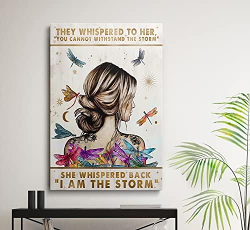 קיר קיר מוטיבציוני מעורר השראה בד - אני הסערה - מתנות תפאורה למשרד לנשים - ממוסגרת של סרניטי קיר אמנות - חדר שינה