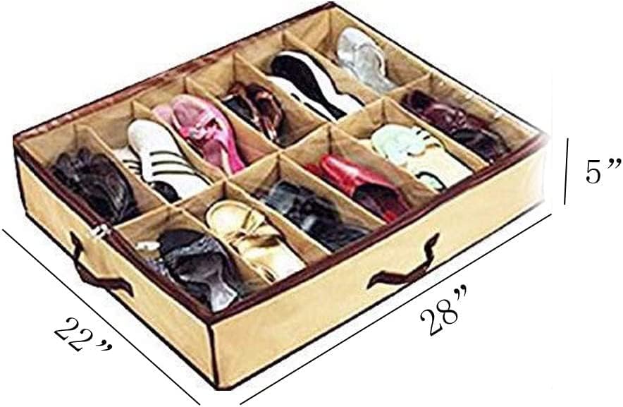 Shonpy 2PCS Ladies/Kids Storage שקית נעליים ביתית 12 תאים מארגן ארונות מתקפלים