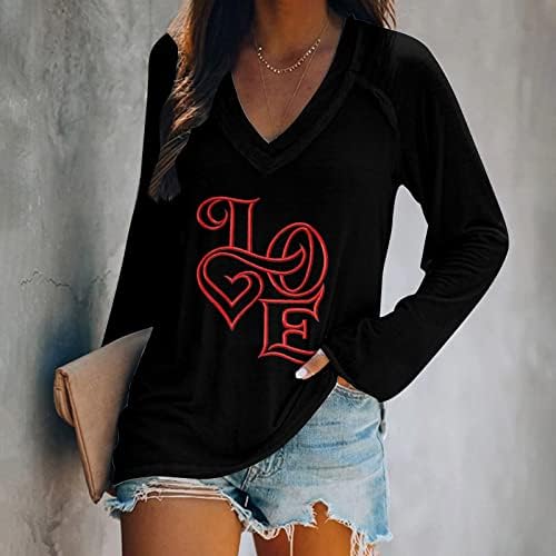 Love Womens Tee חולצה מזדמנת חולצת טריקו שרוול ארוך נוחה