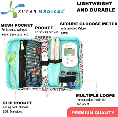 סוכר רפואי - סוכרת אספקת מקרה II - מעוצב בצורה מושלמת לארגן ציוד לבדיקת סוכרת לצורך קלות שימוש יומיומית