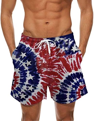 גזעי שחייה לגברים עם אניה דחיסה פלוס בגדי חוף בגודל חוף המותניים המותניים נושמים דגל אמריקאי נושם מכנסי שחייה