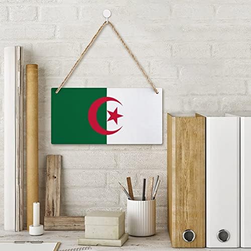 דגל אלג'יריה שלט עץ מותאם אישית לוח עץ עץ תלייה שלט קיר תפאורה עם חבלים למשרד הביתי