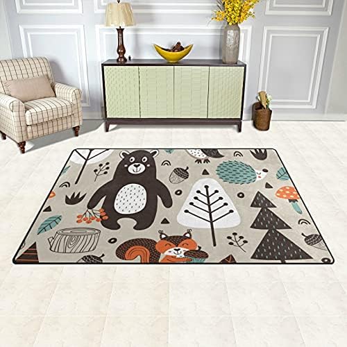 יער בעלי חיים סקנדינביים גדולים שטיחים שטיחי שטיחים של פליימאט שטיחים לילדים לחדר חדר שינה סלון 60x39 אינץ ', שטיח