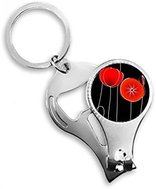 תקציר פרחי עיגול אדום קו אמנות תירס ציפורן ניפר טבעת מפתח שרשרת פותחן בקבוקי קוצץ