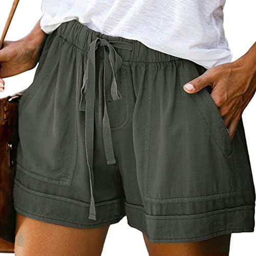 שמלה קצרה לנשים בכיס קיץ אלסטיות מכנסיים קצרים פלוס מכנסי נשים במותניים נוחות בגודל נשים מכנסיים קצרים עבור