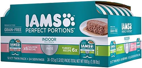 IAMS Premium Cat Food Grain ללא מנות מושלמות מקורות Multi Pack 6- מתכון סלמון, 6- מתכון טורקיה