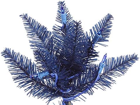 Vickerman 5.5 'כחול כהה באשוס רזה ועץ חג המולד מלאכותי, אורות מוארים דורא