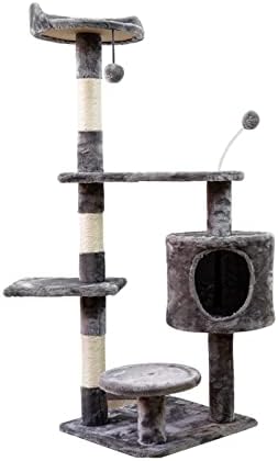 Caoy רב-דרגות עץ חתול גדול, מגדל חתולים עם קטיפה נעימה וערסלים לחתולים מקורה, מרכז פעילות חתולים מרכז משחק עם סיסל המכסה