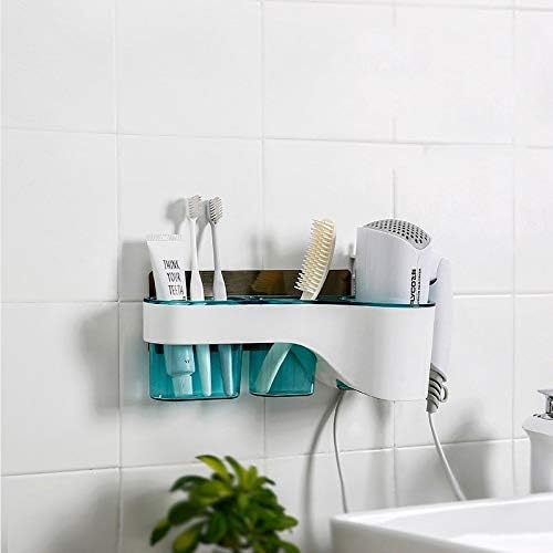 מדף מקלחת WYJBD, פלסטיק אמבטיה אפור ללא קיר קידוח מדפי אחסון מארגן עם כוס יניקה חזקה