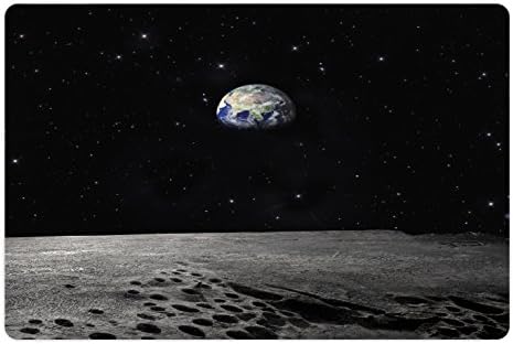 אמבסון כדור הארץ לחיות מחמד מחצלת עבור מזון ומים, כדור הארץ כפי שניתן לראות מהירח חלל החיצון שביל החלב שקט לילה שמיים