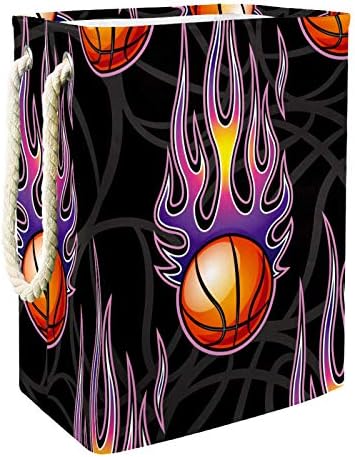 כביסת ספורט כדורסל כוח אש סגול מתקפל פשתן כביסה אחסון סל עם ידיות להסרה סוגריים גם מחזיק עמיד למים עבור בגדי צעצועי