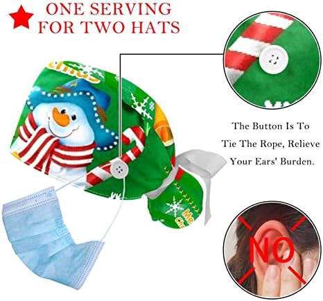 עץ חג המולד כובע עבודה עם כפתור וזיעה 2 חבילה לניתוח ניתוחי לשימוש חוזר כובעי כובעי קוקו, רב צבע