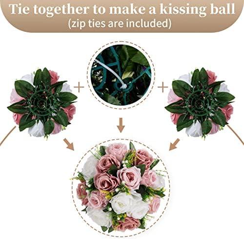 חתיכות פרחים של Sziqiqi לשולחנות כדורי נשיקה ורודים לחתונה - סידור פרחים מלאכותי מרכז קישוטי חתיכות פלורס Artificiales