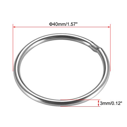 uxcell 201 נירוסטה טבעת o טבעת 40 ממ קוטר חיצוני 3 ממ עובי רצועות טבעות עגולות מרותכות 10 יחידות