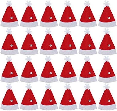 24 יחידות חג המולד סנטה כובעי כלי כסף מחזיקי מיני סנטה כובע כוס בקבוקי כיסוי עם חג המולד צעיף עבור חג המולד