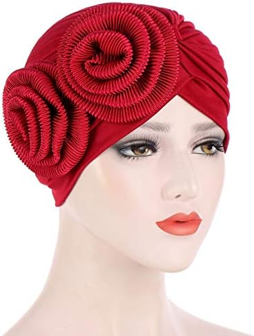 לפרוע קפלים טורבן כיסוי ראש לנשים לעטוף טורבן פרח כפת כובע למתוח בציר רפוי ראש כורכת לנשים