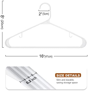 קולבי פלסטיק לבנים של ג'רסו - 60 חבילות, קולבי בגדים פלסטיק עמיד חולצה צינורית קולבים קולביי קולבים, רזה וחלל