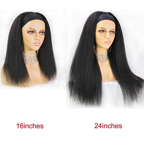 קינקי ישר סרט פאות איטלקי יקי שיער טבעי פאה לנשים שחורות קל ללבוש פאה עם סרט שחור 150 צפיפות 20 סנטימטרים