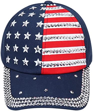 Zolearopy 4 ביולי כובע בייסבול לנשים גברים רנניסטון אופנתי כובע משובץ דגל אמריקאי ארהב כובע משאיות מתכוונן