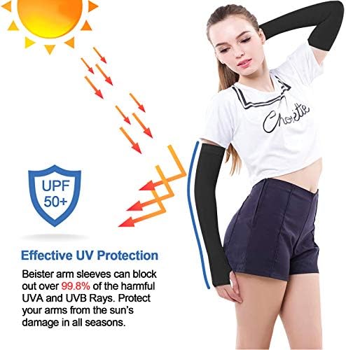Beister UV הגנה על שרוולי זרוע קירור, נשים גברים בקיץ כיסוי זרוע השמש החיצונית עם חור האגודל