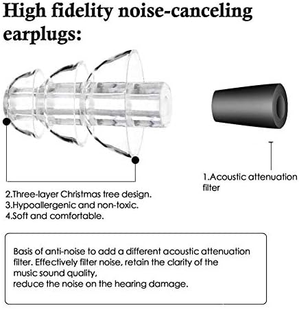 1 זוג תקעי אוזניים זוגיים לשימוש חוזר מבטלים רעש אטמי אוזניים הגנה על השמיעה על קונצרטים אופנועים מוזיקאים